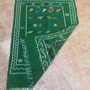 Handwoven Berber Kilim rug: Small Moroccan tribal accent rug