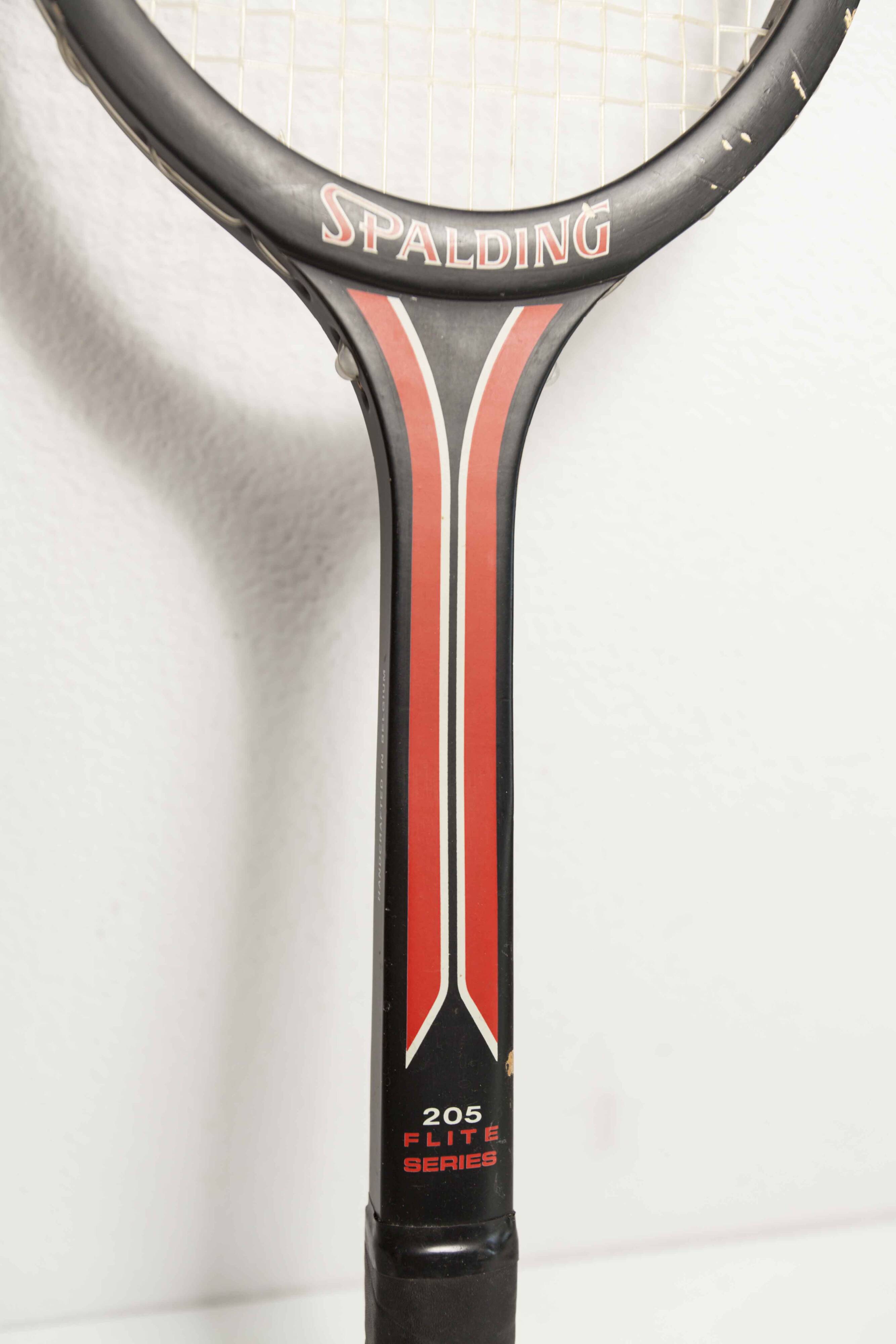 1970 Spalding black and red wooden tennis racket
