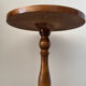 Small vintage wooden side table | Round accent table | Turned leg