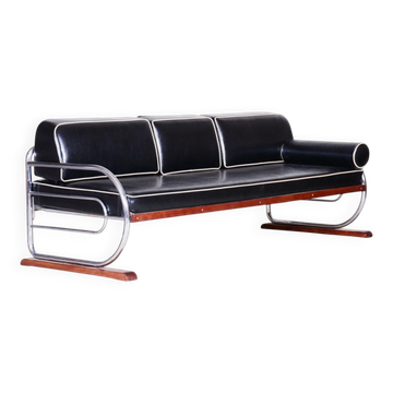 Bauhaus Sofa in Chrome, Steel, and Leather from Robert Slezak, Czech, 1930s
