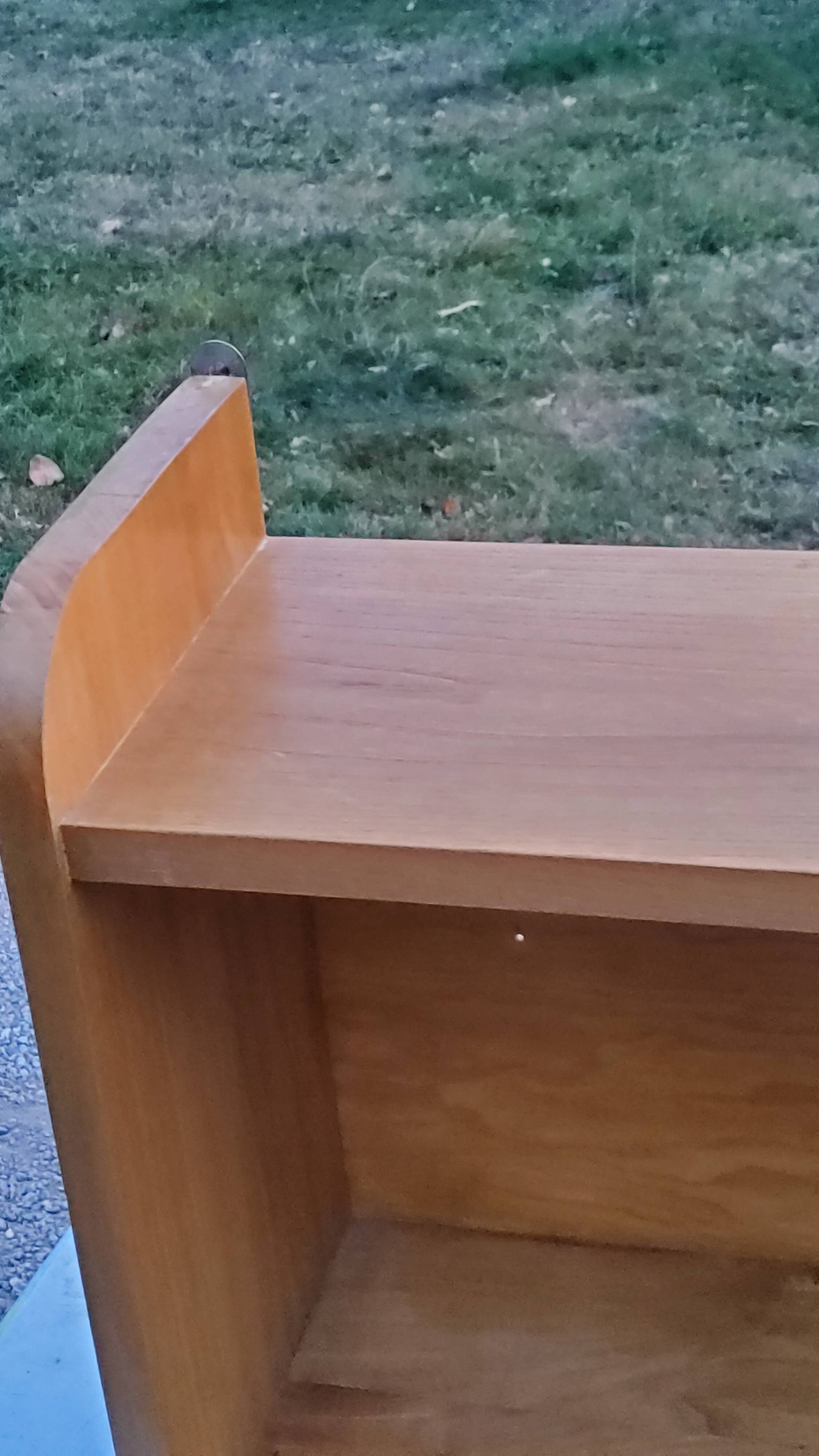Double wall shelf in solid blond oak from the 1950s