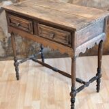 Raw wood console with drawers