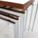 White Nesting Table Set with chrome frame and wood detail, 1970s