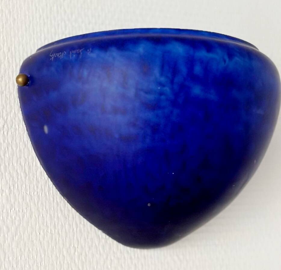 Sconces, signed, in satin blue glass paste from the 1930s