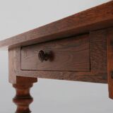 French rustic solid oak dining table 1930