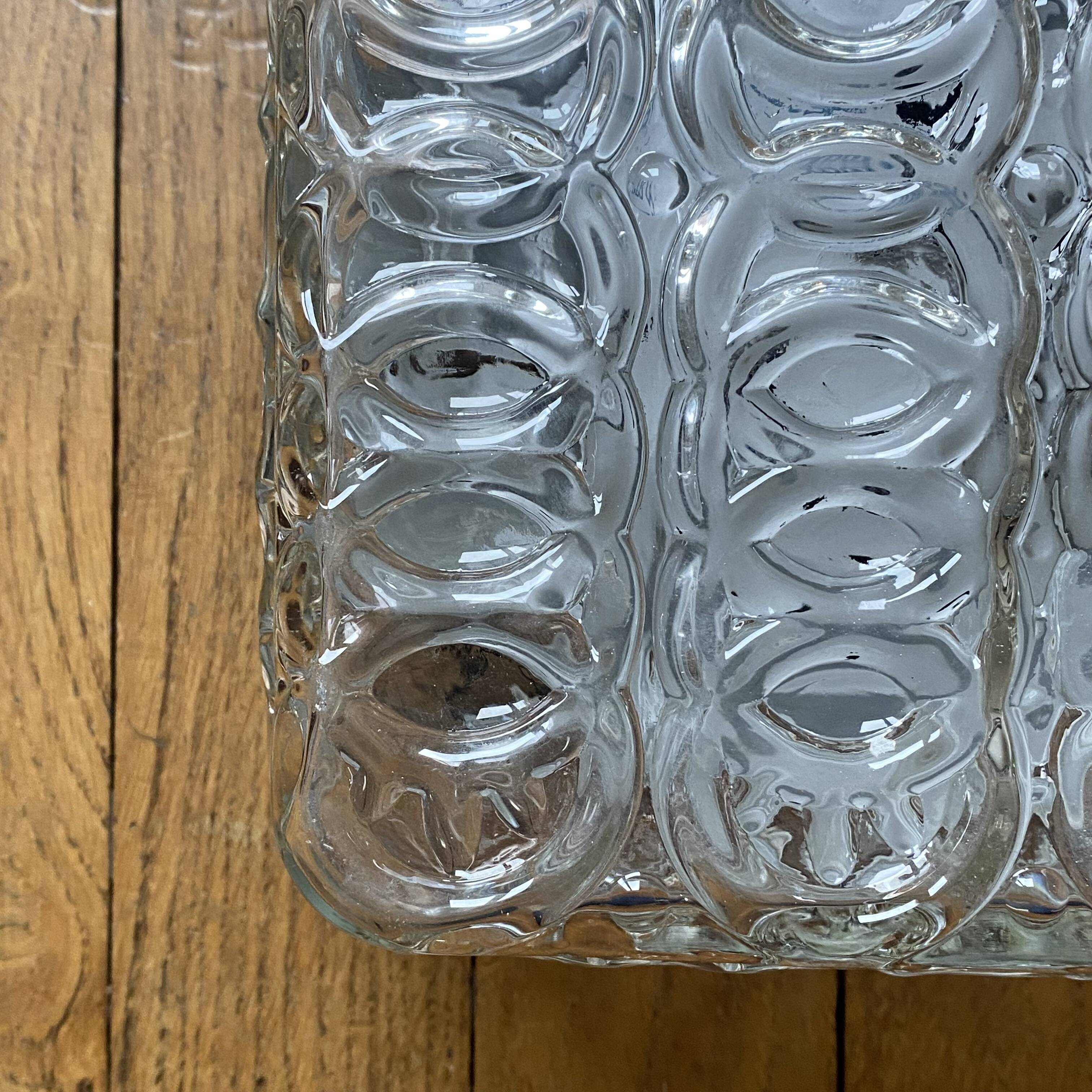 Square wall light, vintage ceiling light in transparent glass.