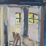Eric Julius Svensson, Composition moderne suédoise, années 1970, huile sur toile, encadré