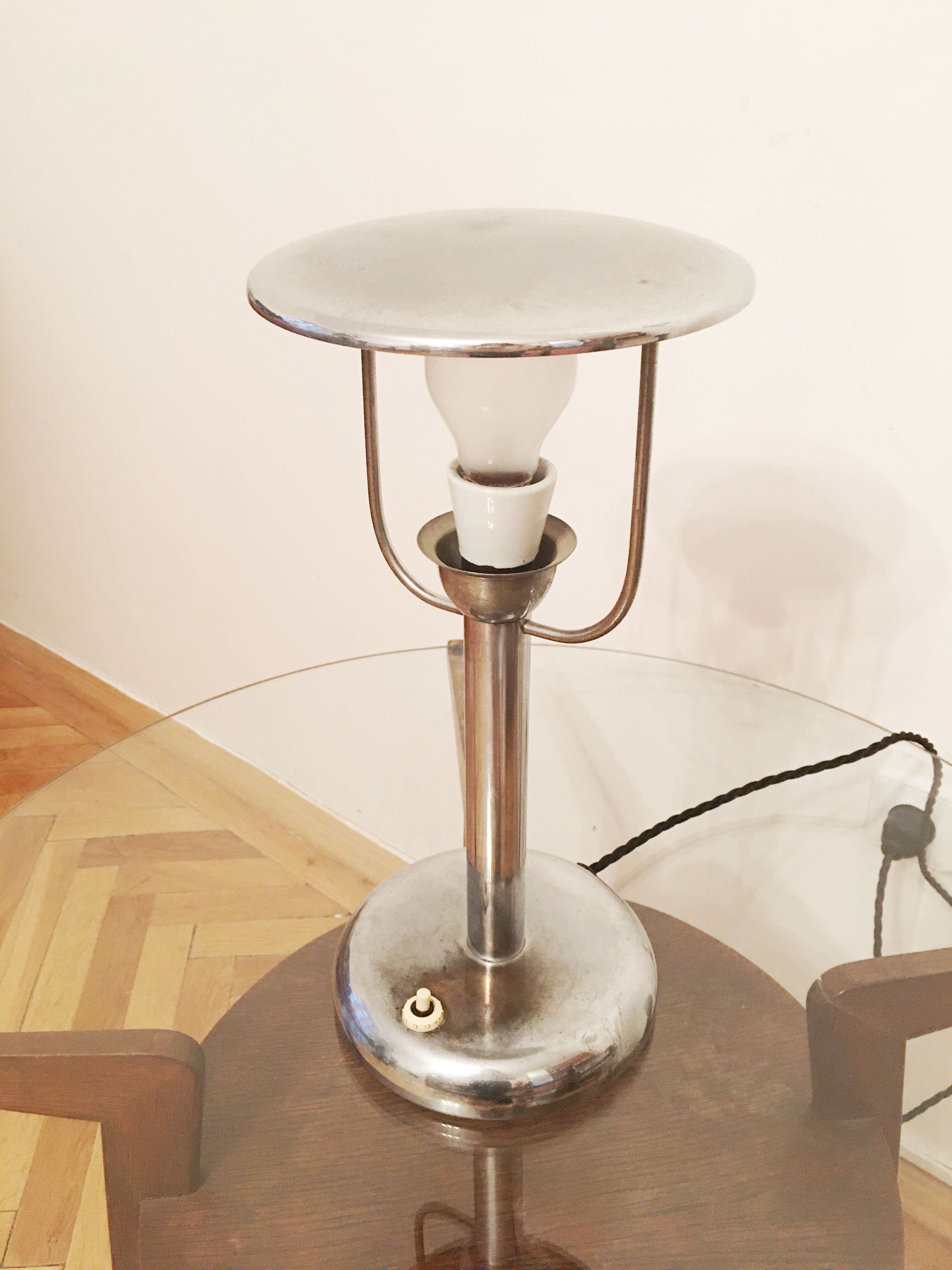 Art deco Steel Table Lamp by Napako, 1930s