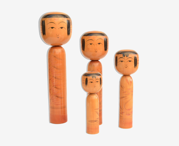 Ensemble de 4 poupées Kokeshi Japon années 1960