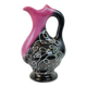 Black and pink Vallauris carafe with white relief patterns