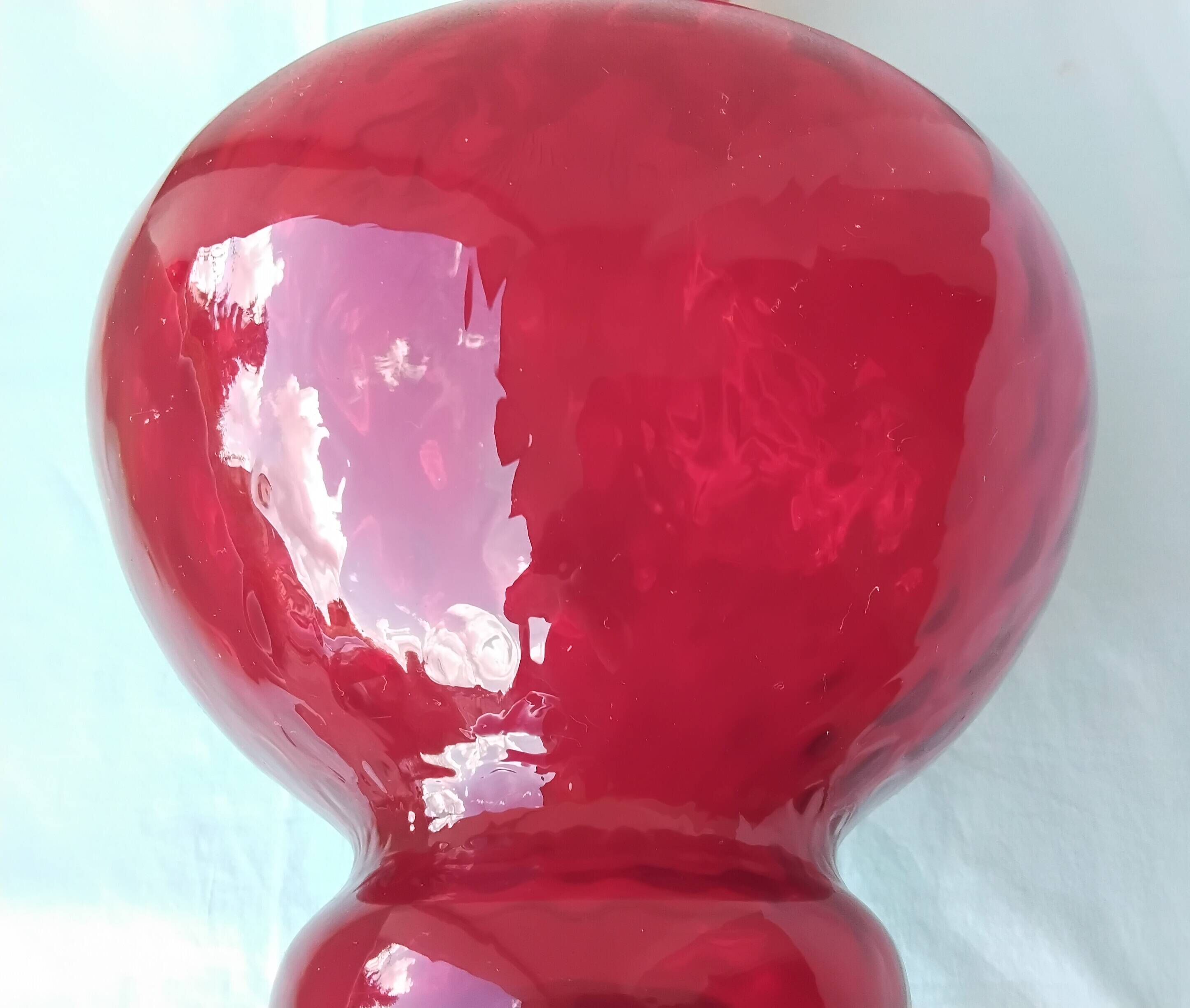 Red glass vase