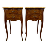 Pair of Louis XV style bedside tables in rosewood marquetry