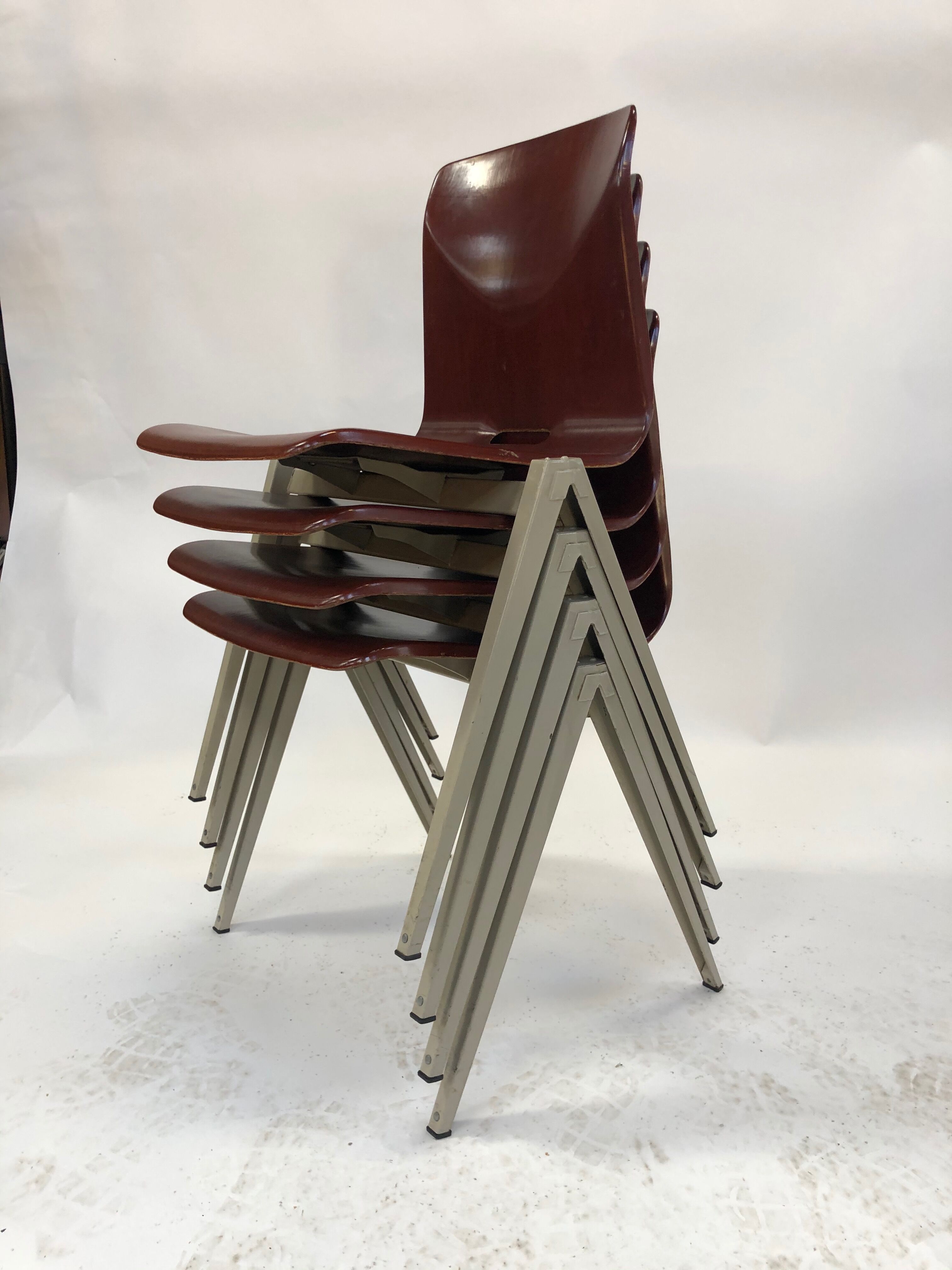 Lot of 4 vintage chairs Galvanitas S22 in the Netherlands