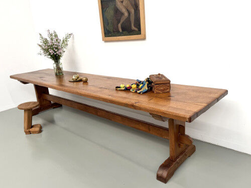 Monastery table in solid oak, 350 cm, circa 1900.