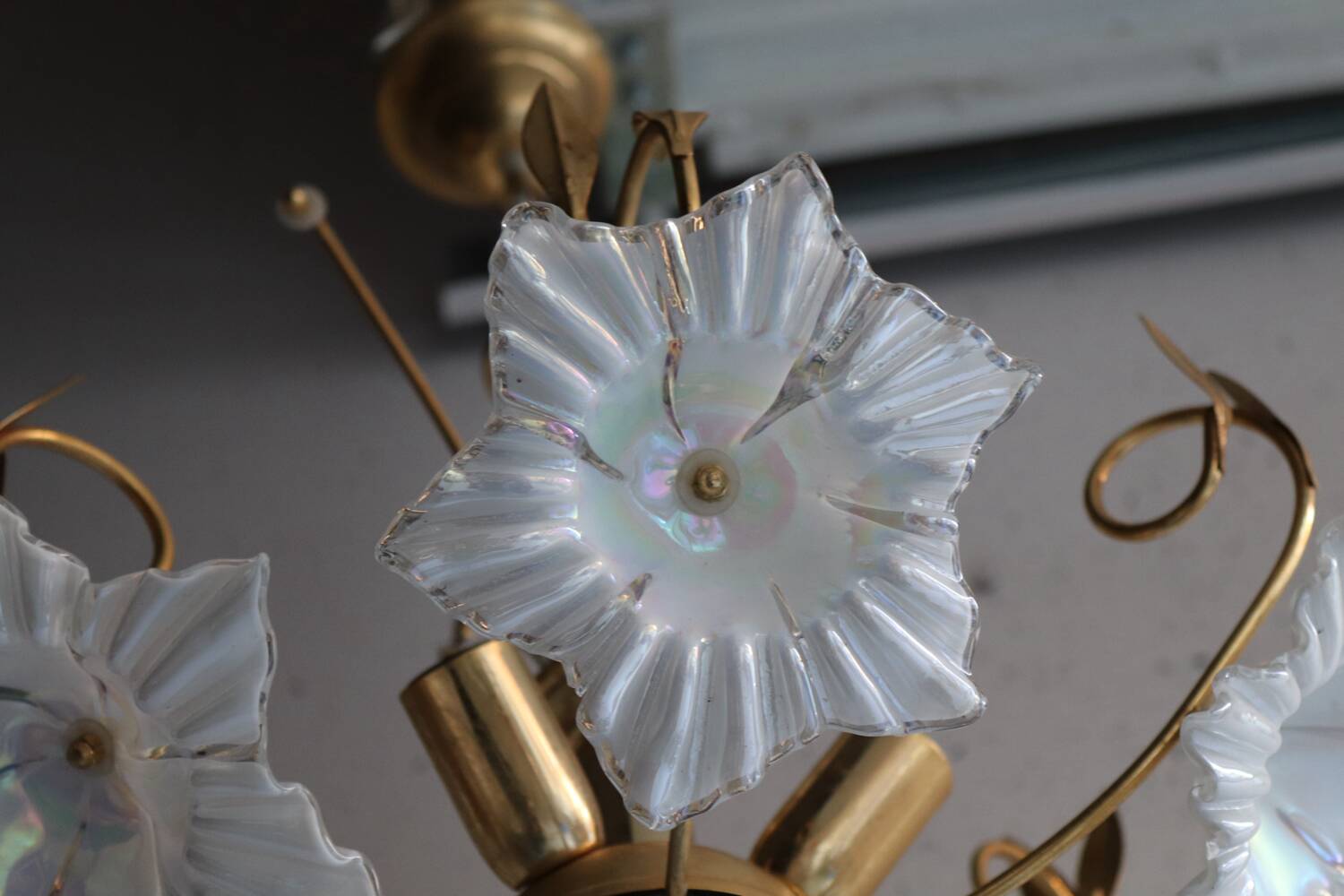 Vintage Italian white floral chandelier