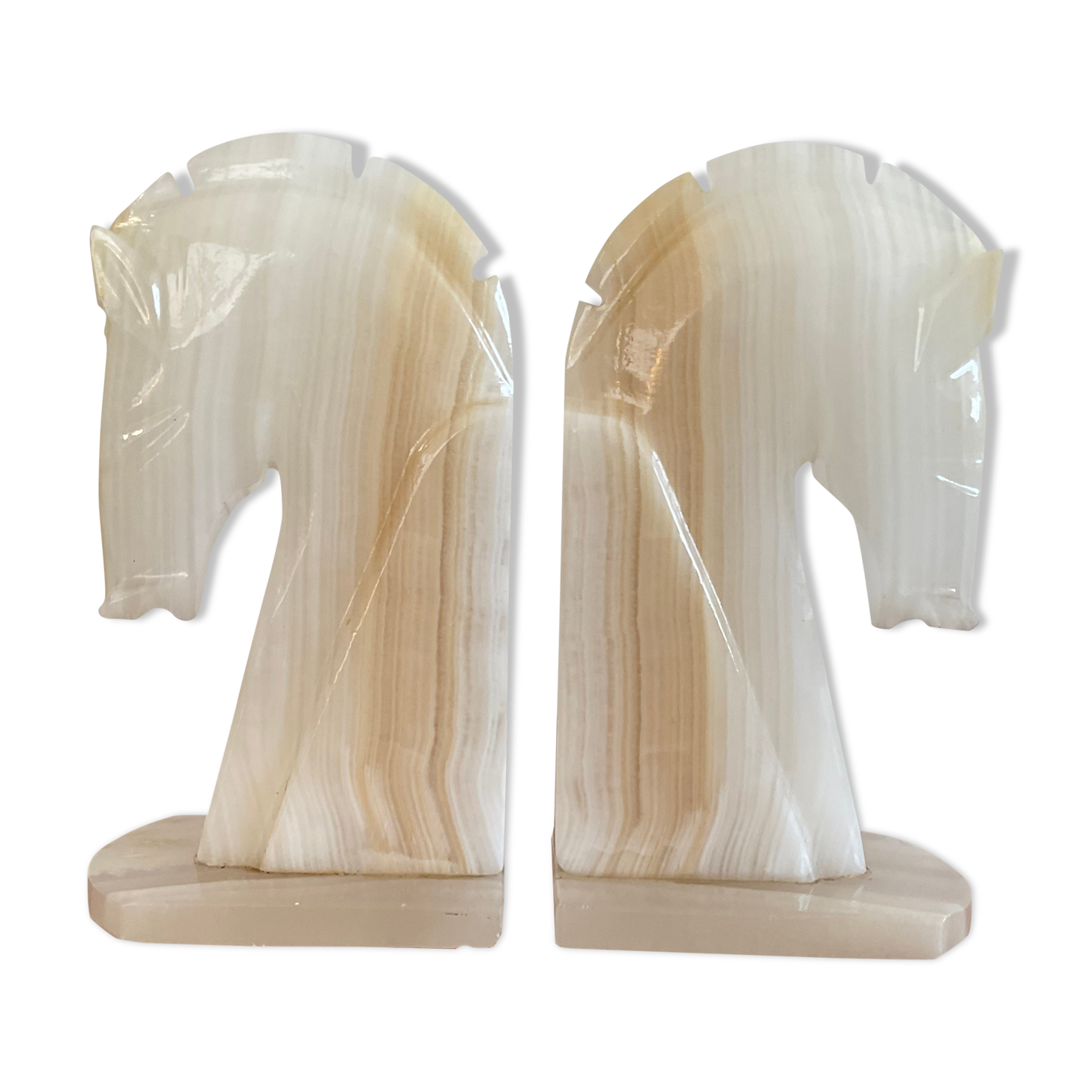 Pair of horse bookends in onyx 70s
