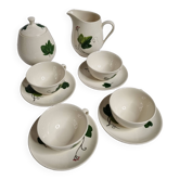 Service à café vintage, décor végétal peint à la main, Villeroy et Boch