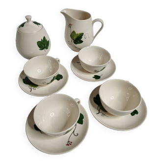 Vintage coffee service, hand-painted plant decor, Villeroy and Boch