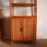 Rattan and vintage bamboo shelf