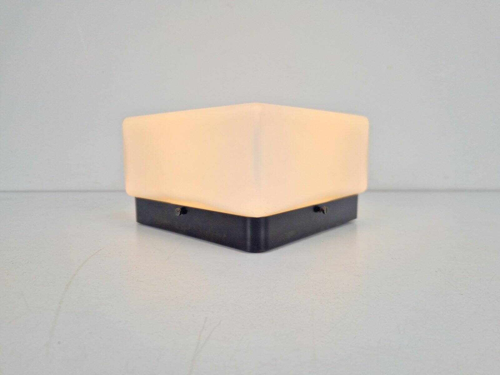 Vintage Bauhaus Ceiling Lamp with White Glass Bakelite, 1960s