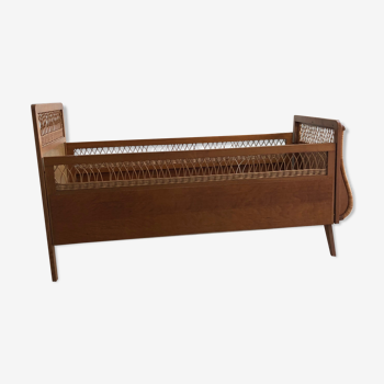 Wood and rattan bed
