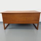 Double-sided executive desk sled legs vintage Scandinavian style in teak from the 60s