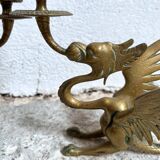 Paire de bougeoirs dragon laiton phoenix griffon