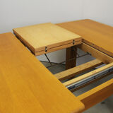 Table à manger extensible en chêne carré, Italie années 1970