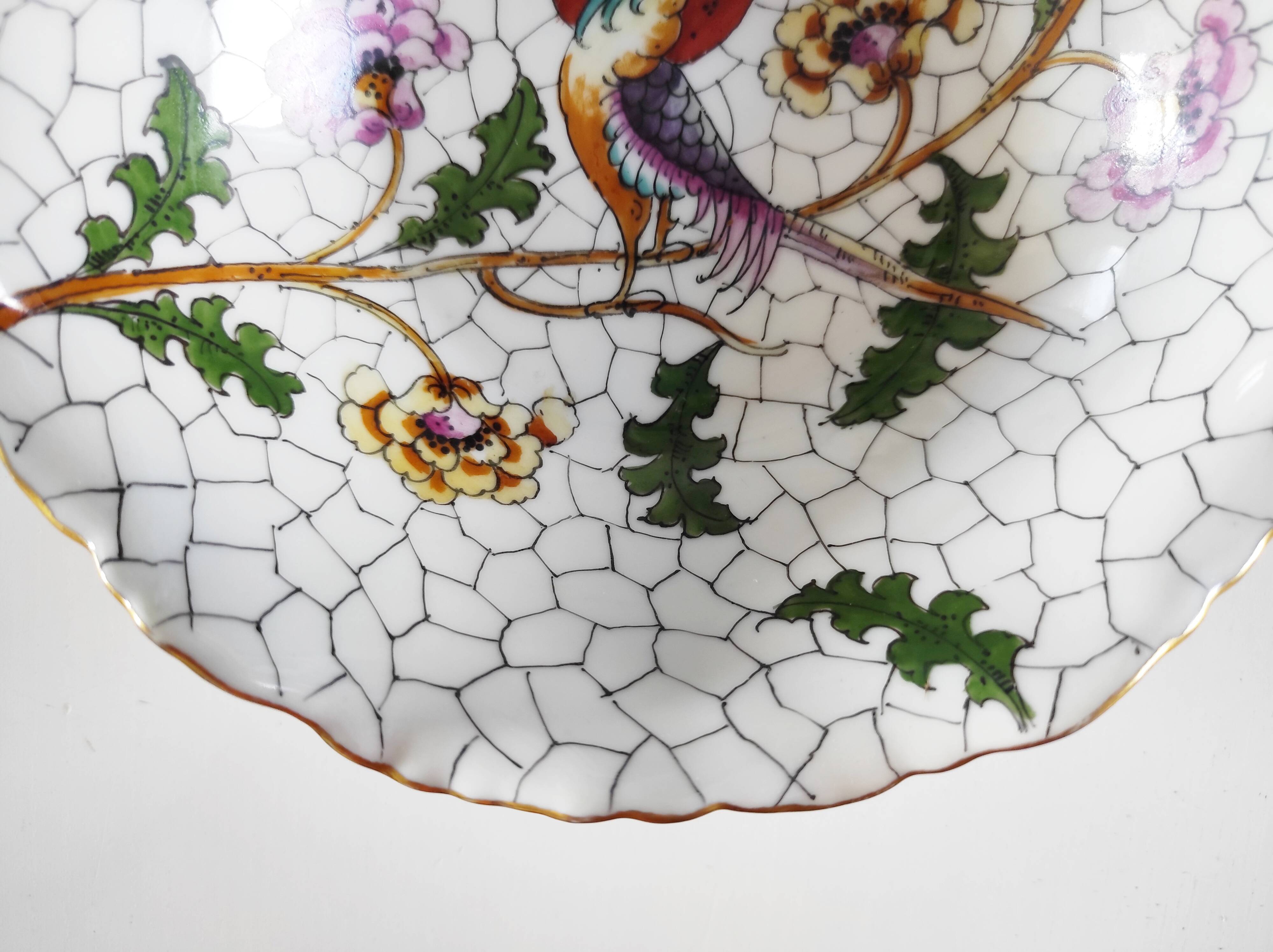 Hand-painted Limoges porcelain bird emptier