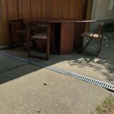 Vintage folding chairs and drop-leaf dining table, 1960s, set of 5