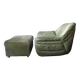 Laauser lounge chair and ottoman in olive green patchwork leather, 1970s