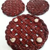 Trifle and 2 bottle coasters, woven ceramic