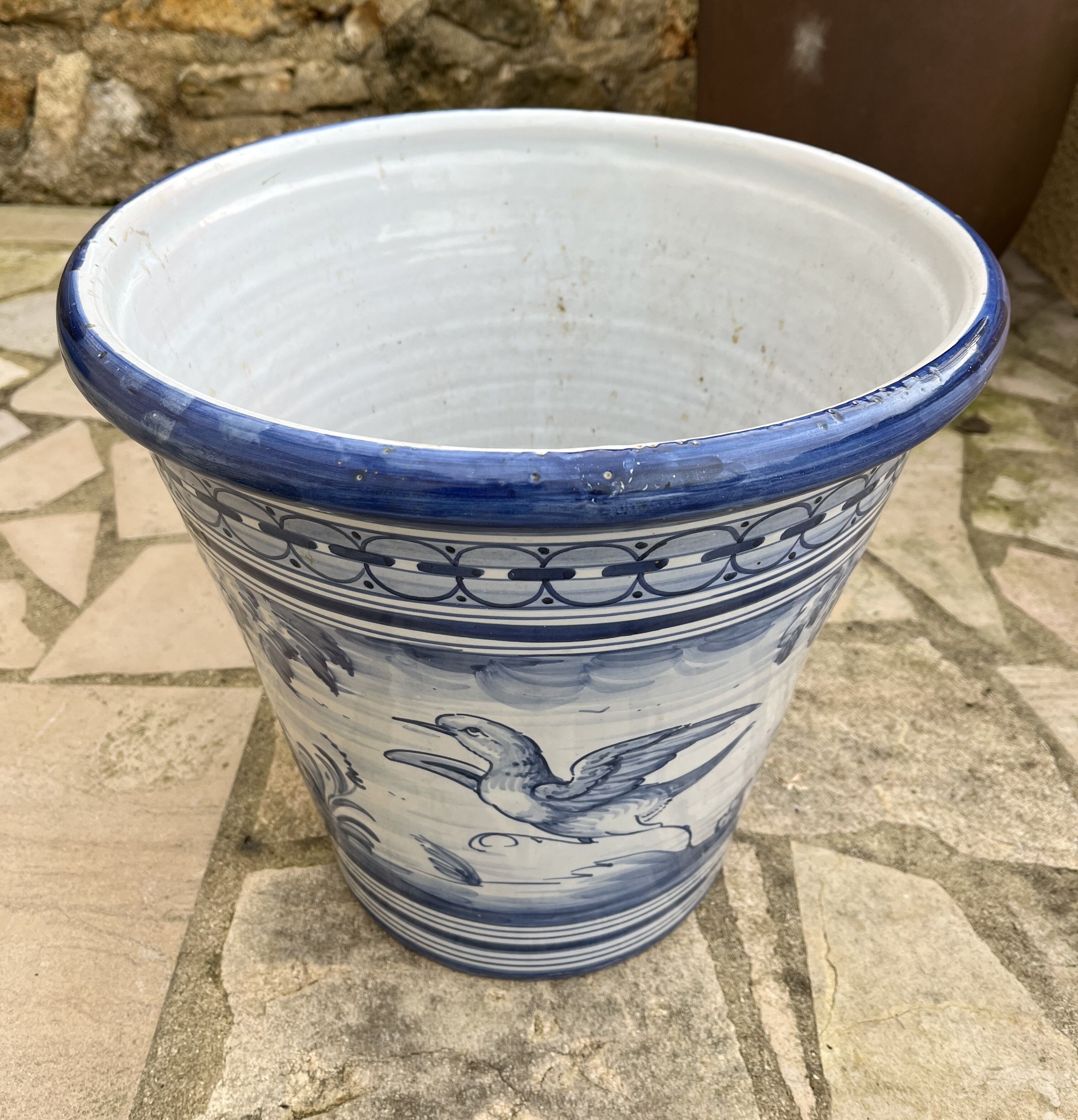 Pot ou vasque de jardin en céramique vernissée