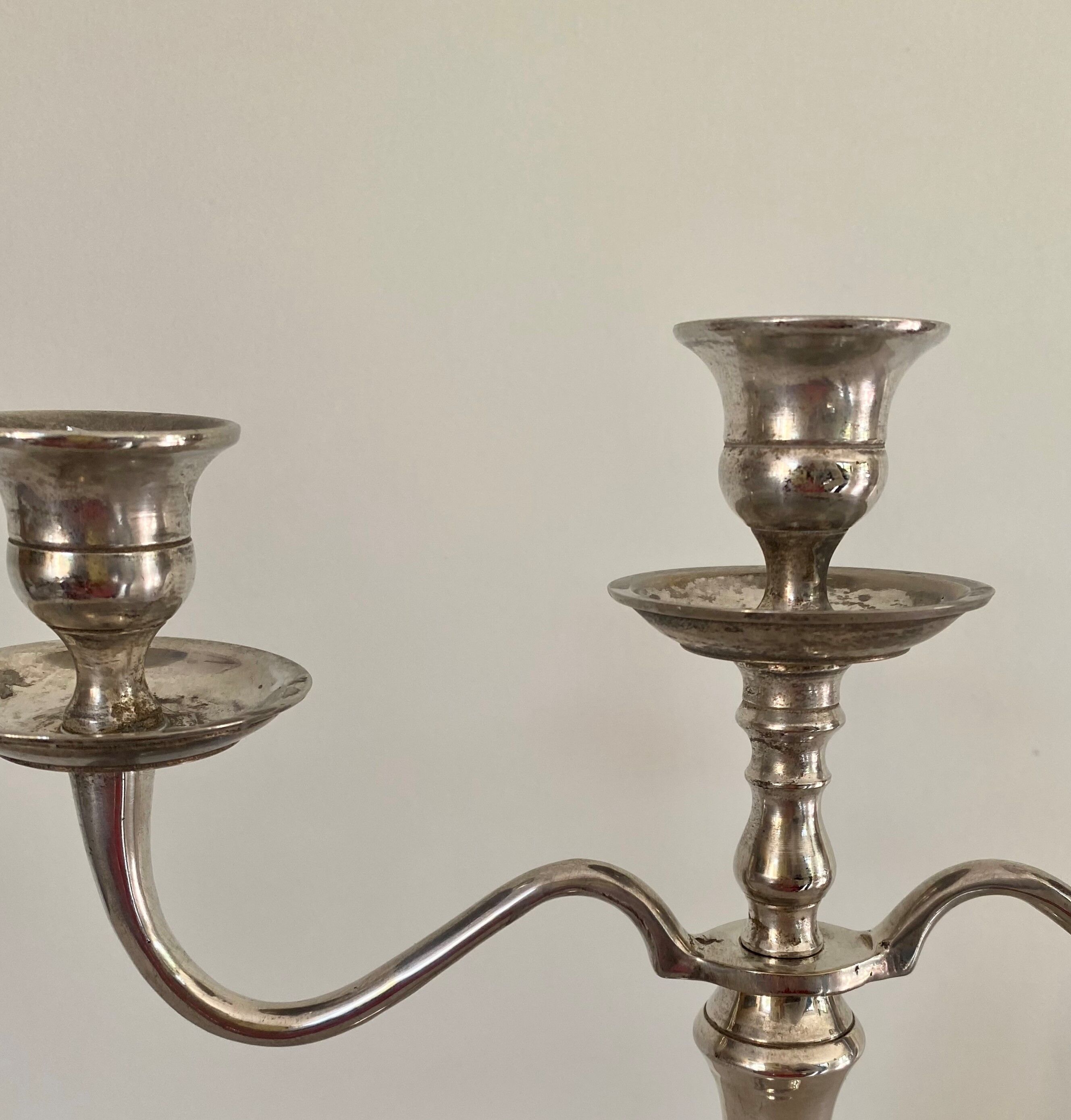 Silver metal chandelier, 3 branches