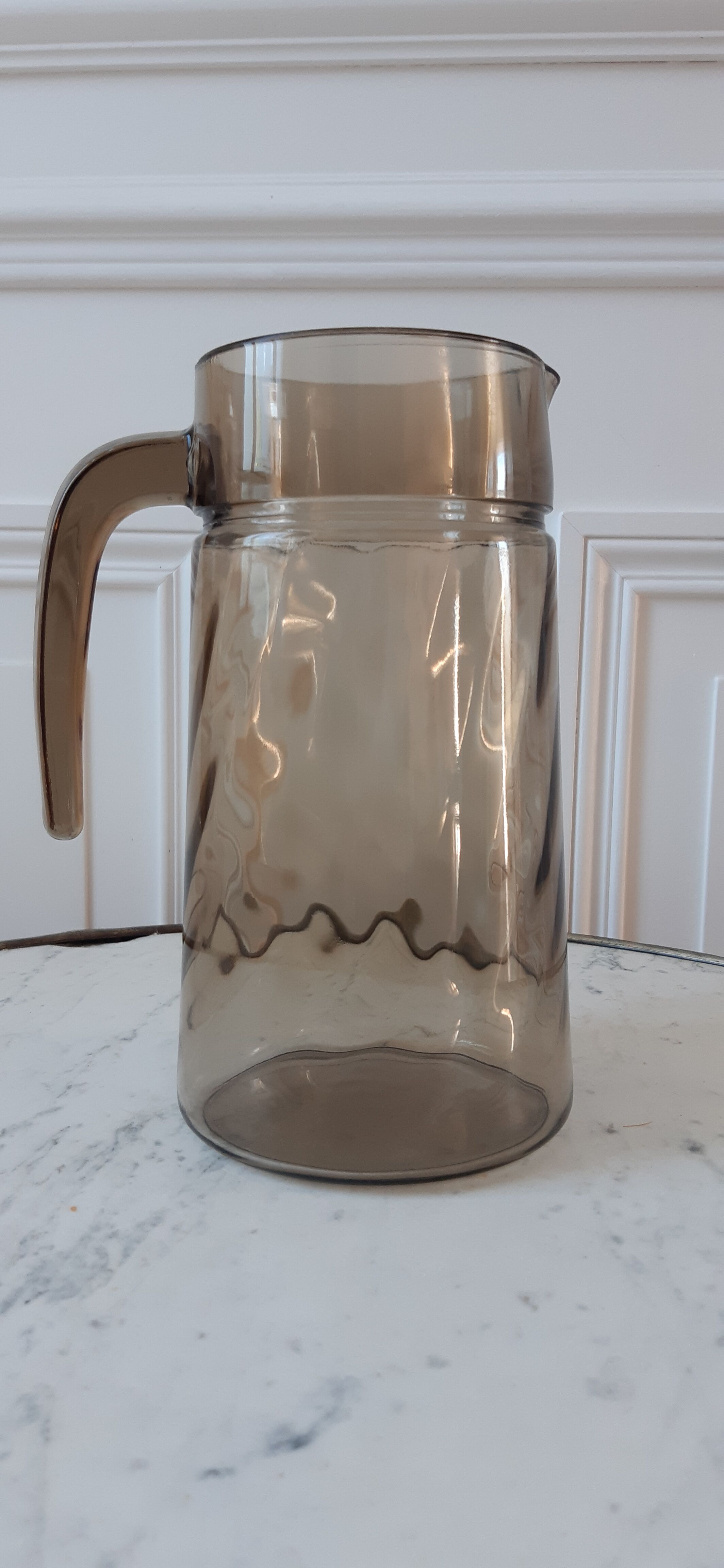 Smoked glass pitcher 70s
