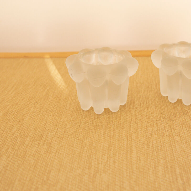 2 matte glass candle holders