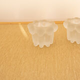 2 bougeoirs en verre mat