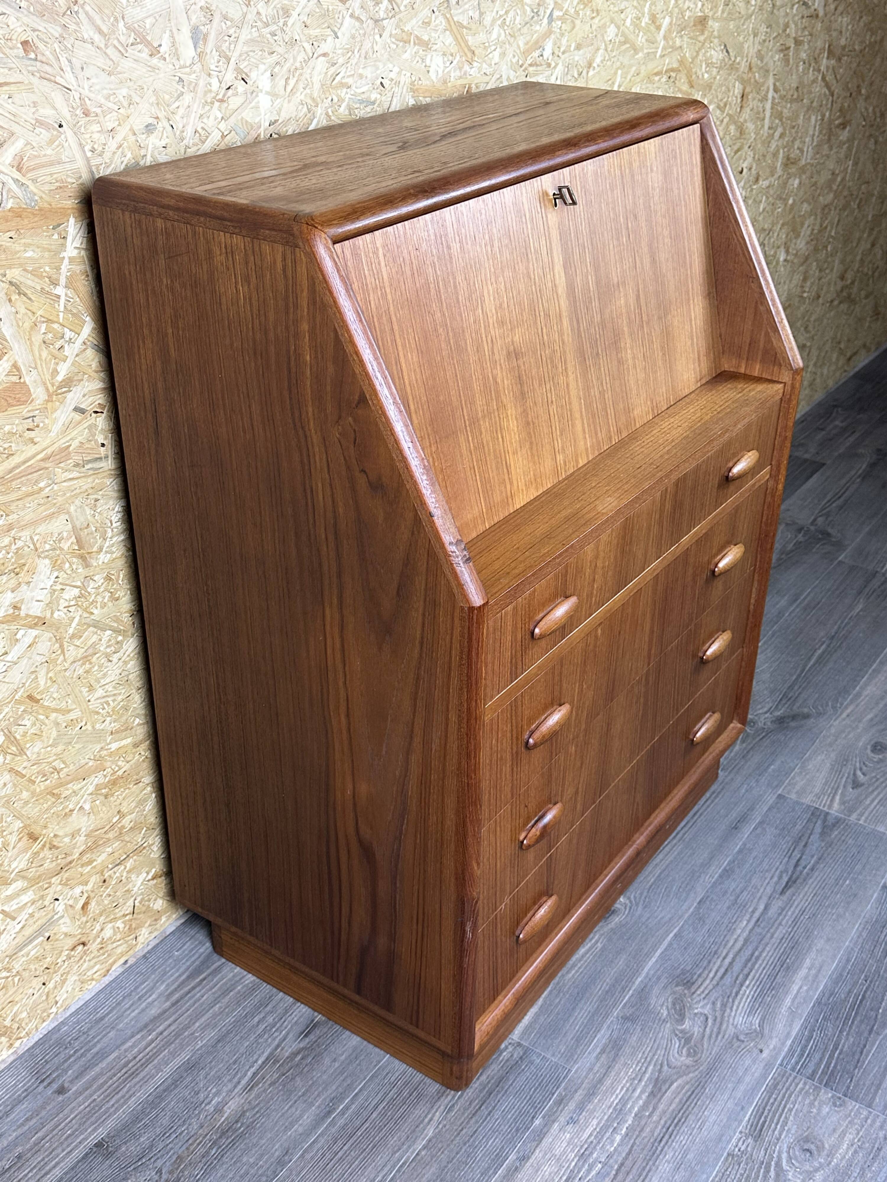 60s 70s teak secretary chest of drawers Danish Modern by Dyrlund Denmark