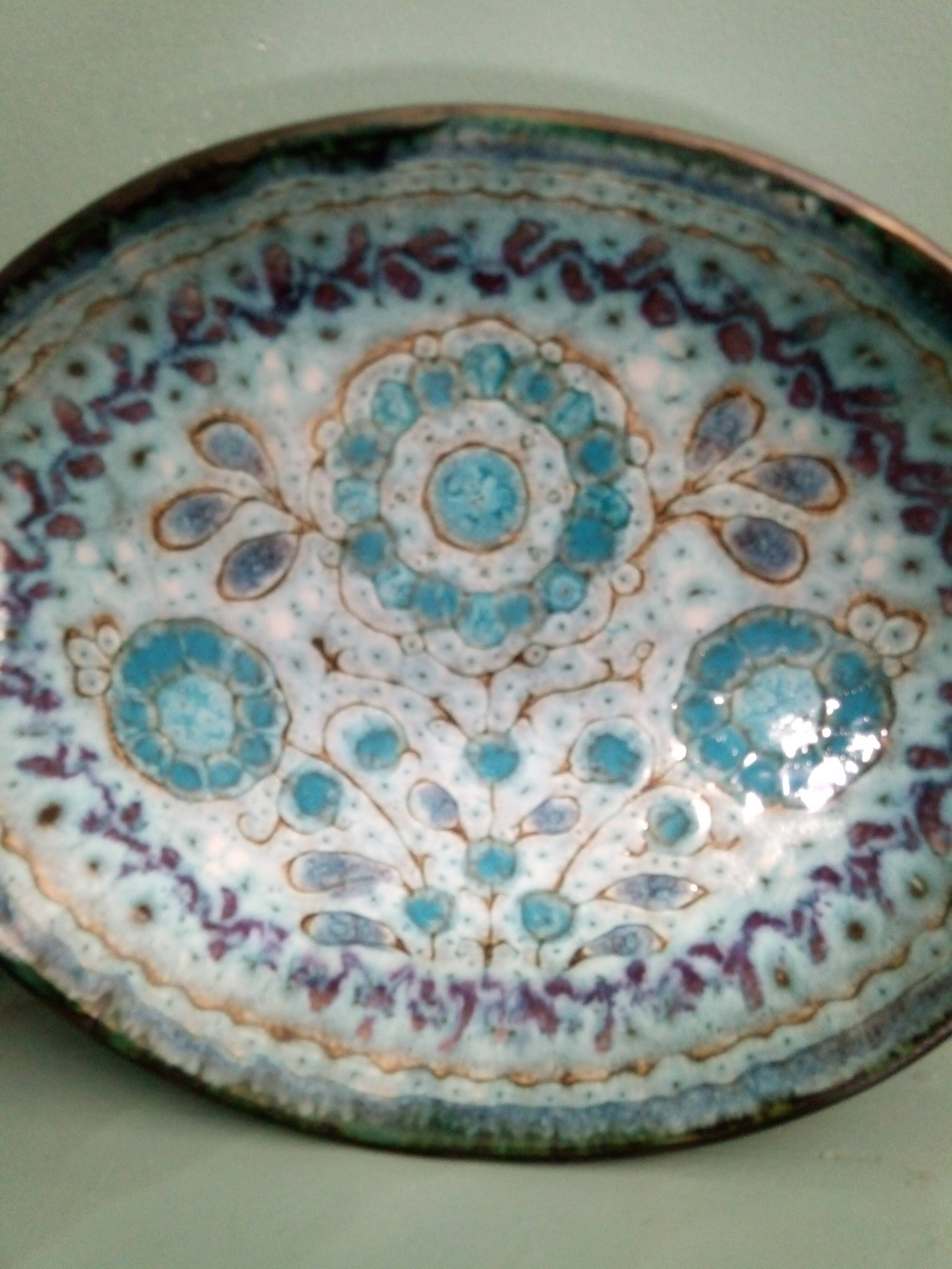 Dish from the 70s enamelled ceramic