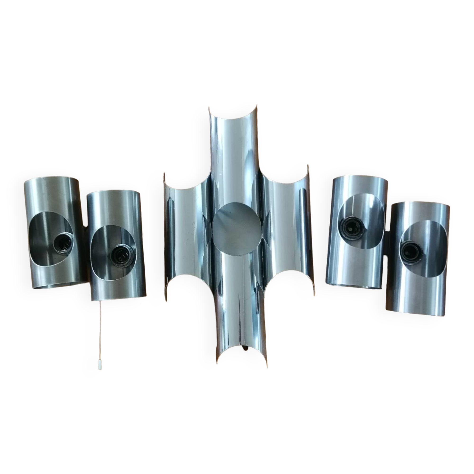 Set of Oxar brand wall lights in chromed steel