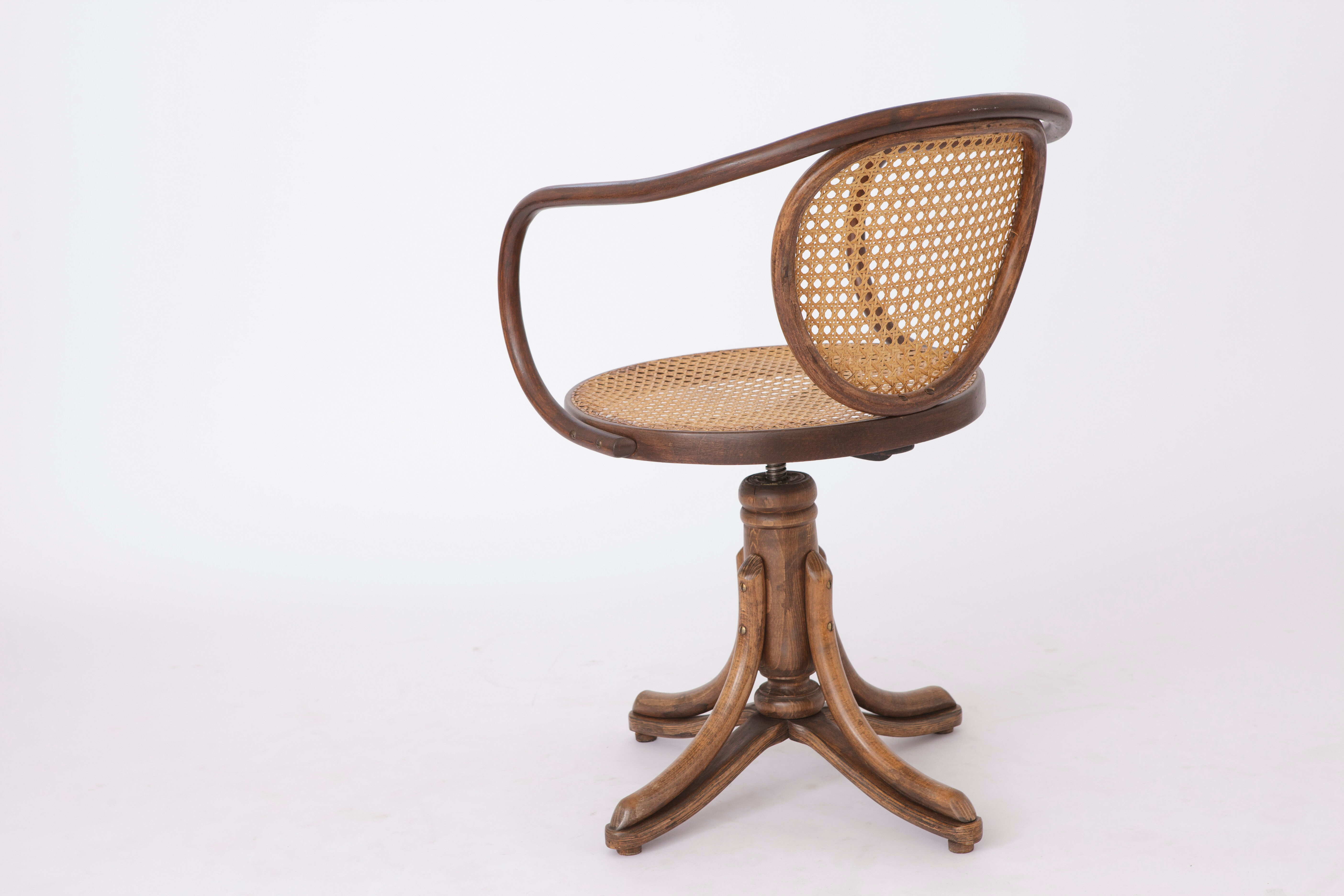 Chaise de bureau vintage en bois courbé tresse viennoise