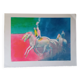 Original lithograph by Paul Guiramand (1926-2007) "Cavaliers".