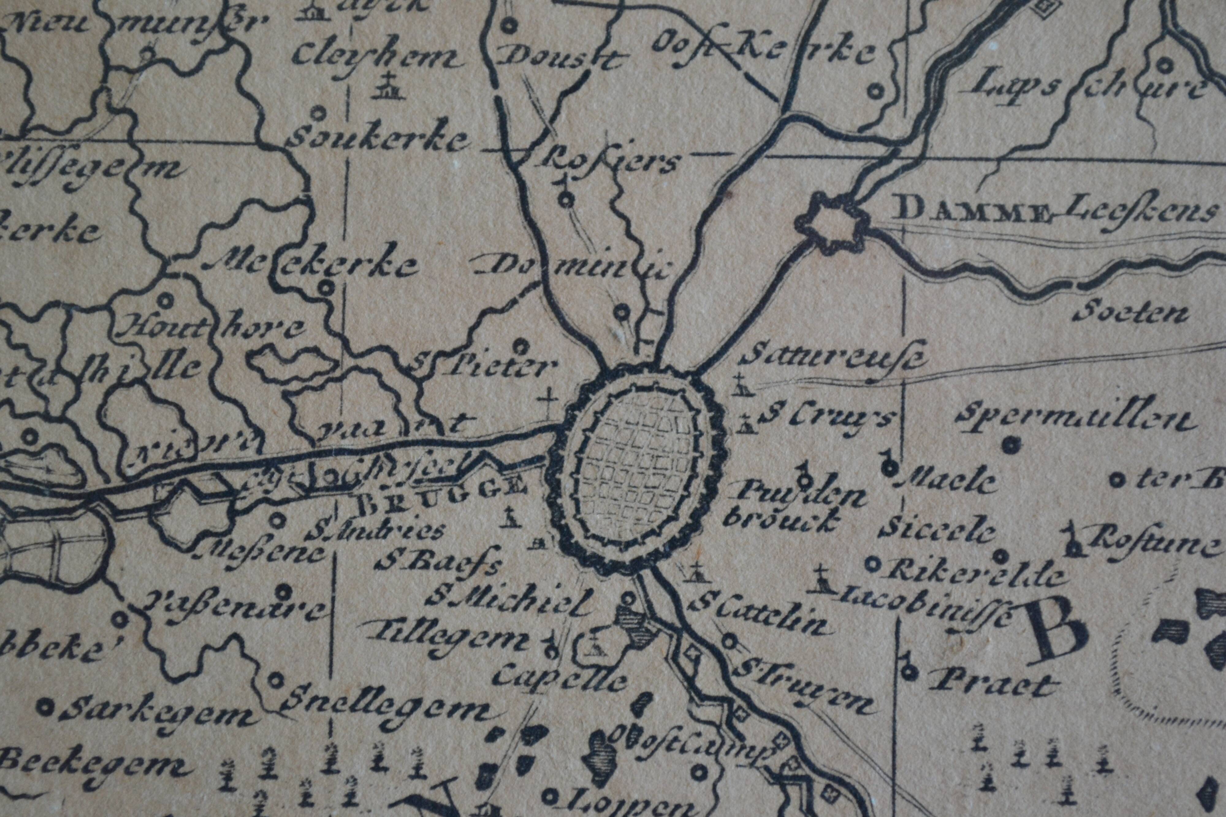 Map of the County of Flanders Belgium by Peter Schenck (1660 1718)