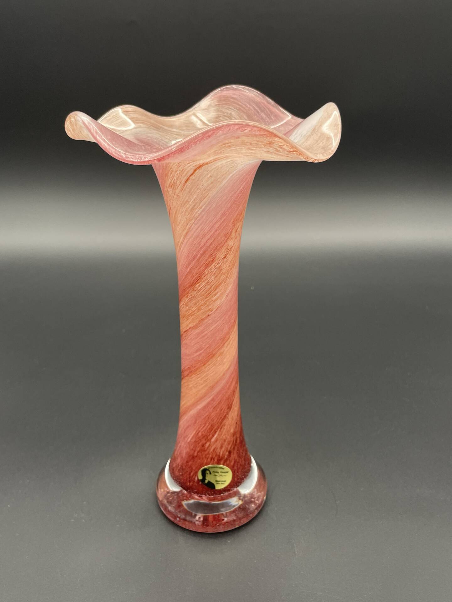 Vase Peter Kaspar en cristal 24 % PbO rose et rouge