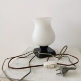 Mid Century Opaline Glass Table Lamp: Retro Bedside Lighting, 1960s Yugosla