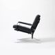 Fauteuil lounge en cuir vert et chrome, années 1970