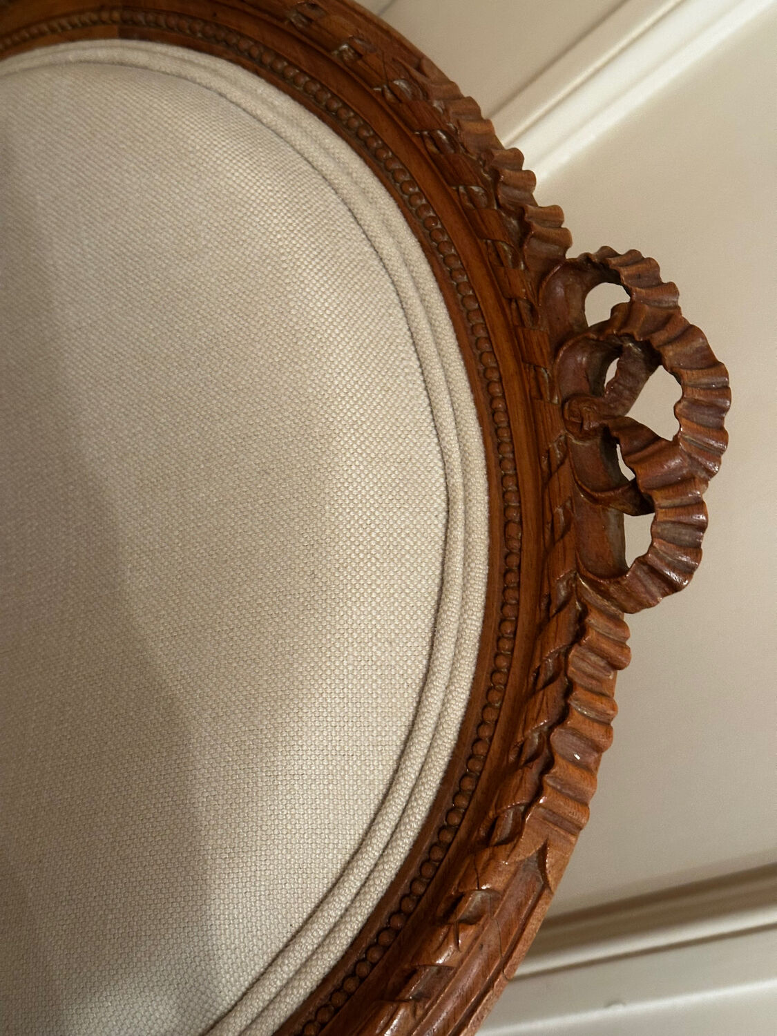 Pair of Louis XVI style medallion armchairs, late 19th / early 20th century.