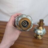 Pair of Art Deco Style Hand Painted Delft Ceramic Candlesticks
