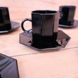 Set of 9 black coffee cups and saucers ARCOROC "Octime"