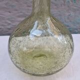 Vintage carafe signed Biot, blown glass, bubbled.